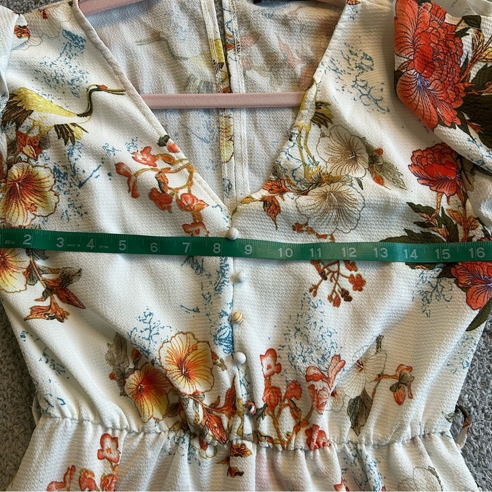 Simplee Apparel Floral High Low Dress - Cream and Red - Picture 6 of 7